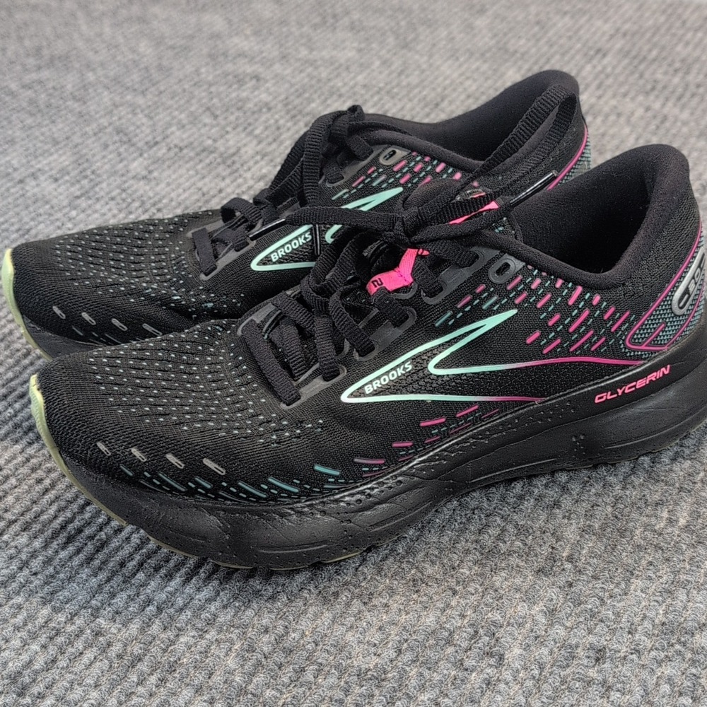 Brooks Glycerin 20 Women's size 8.5 Running Shoes Black Pink Green Mesh Lace Up